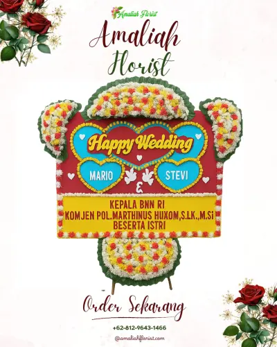 Karangan Papan Bunga Pernikahan di Proto
